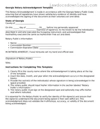 Legal Georgia Notary Acknowledgement Form