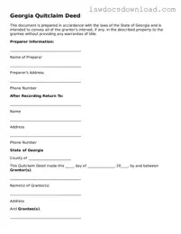 Legal Georgia Quitclaim Deed Form