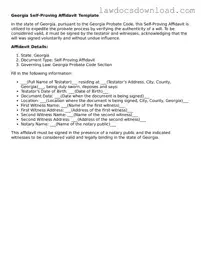 Legal Georgia Self-Proving Affidavit Form