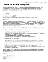 Blank Letter of Intent Template