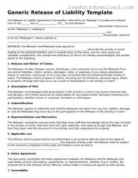 Blank Release of Liability Template