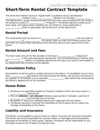 Blank Short-Term Rental Contract Template
