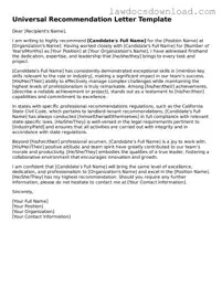 Blank Recommendation Letter Template