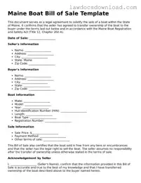 Legal Maine Boat Bill of Sale Form