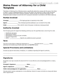 Legal Maine Power of Attorney for a Child Form