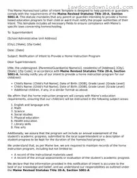 Legal Maine Homeschool Letter of Intent Form