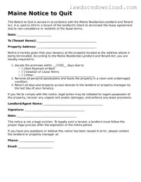 Legal Maine Notice to Quit Form