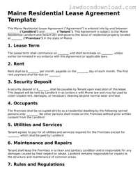 Legal Maine Residential Lease Agreement Form