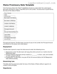 Legal Maine Promissory Note Form