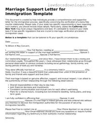 Blank Marriage Support Letter for Immigration Template