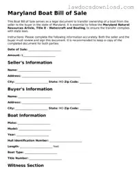 Legal Maryland Boat Bill of Sale Form