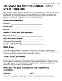 Legal Maryland Do Not Resuscitate Order Form