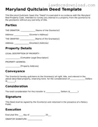 Legal Maryland Quitclaim Deed Form