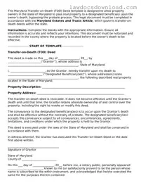 Legal Maryland Transfer-on-Death Deed Form