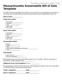 Legal Massachusetts Snowmobile Bill of Sale Form
