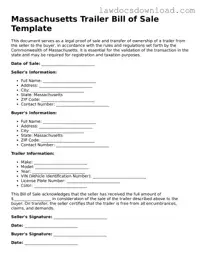 Legal Massachusetts Trailer Bill of Sale Form