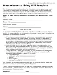 Legal Massachusetts Living Will Form