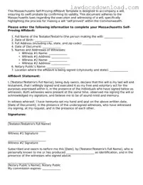 Legal Massachusetts Self-Proving Affidavit Form