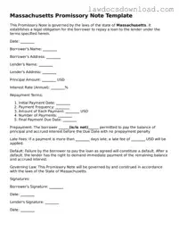 Legal Massachusetts Promissory Note Form