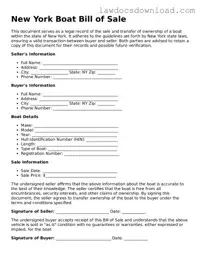 Legal New York Boat Bill of Sale Form