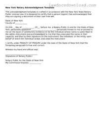 Legal New York Notary Acknowledgement Form