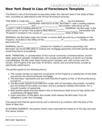 Legal New York Deed in Lieu of Foreclosure Form
