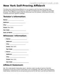 Legal New York Self-Proving Affidavit Form