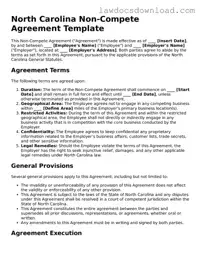 Legal North Carolina Non-compete Agreement Form