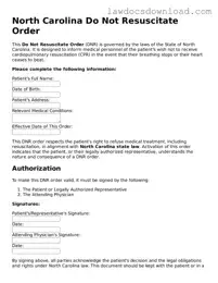 Legal North Carolina Do Not Resuscitate Order Form