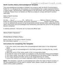 Legal North Carolina Notary Acknowledgement Form