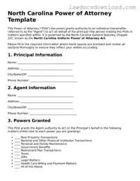 Legal North Carolina Power of Attorney Form