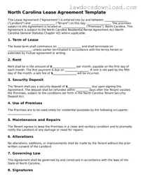 Legal North Carolina Lease Agreement Form