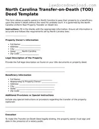 Legal North Carolina Transfer-on-Death Deed Form