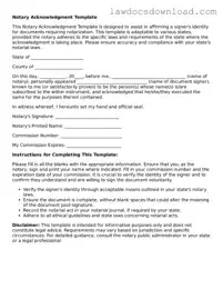 Blank Notary Acknowledgement Template