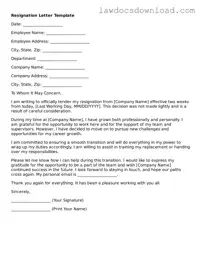 Blank Resignation Letter Template