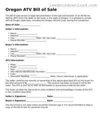 Legal Oregon ATV Bill of Sale Form