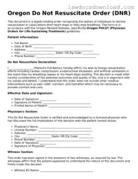 Legal Oregon Do Not Resuscitate Order Form