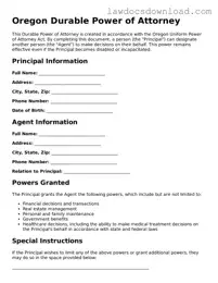 Legal Oregon Durable Power of Attorney Form