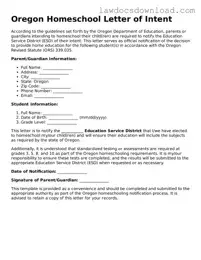 Legal Oregon Homeschool Letter of Intent Form