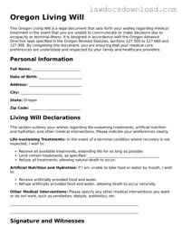 Legal Oregon Living Will Form