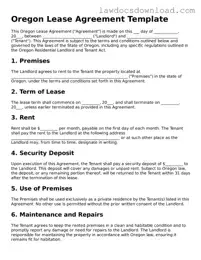 Legal Oregon Lease Agreement Form
