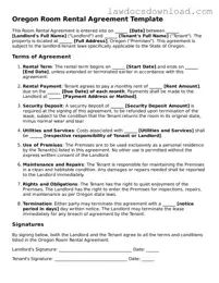 Legal Oregon Room Rental Agreement Form