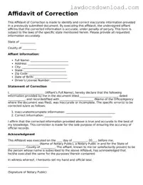 Blank Affidavit of Correction Template