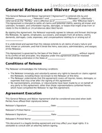Blank General Release and Waiver Template