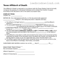 Legal Texas Affidavit of Death Form
