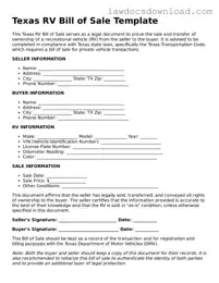 Legal Texas RV Bill of Sale Form