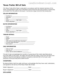 Legal Texas Trailer Bill of Sale Form