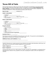 Legal Texas Bill of Sale Form
