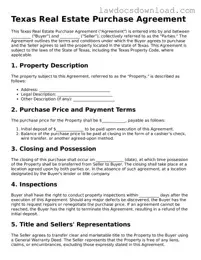 Legal Texas Real Estate Purchase Agreement Form