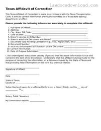 Legal Texas Affidavit of Correction Form